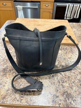 Brave Leather Dark Grey Bucket Bag